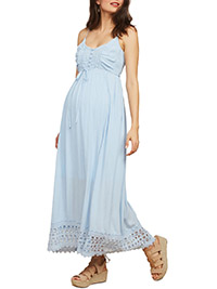 MATERNITY Motherhood SKY-BLUE Lace Insert  Maxi Dress - Size 10 to 18/20 (S to XL)