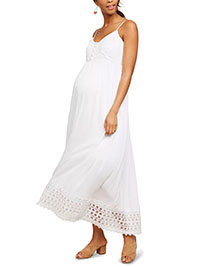 WHITE Lace Insert Maternity Maxi Dress - Size 10 to 20 (S to 1X)