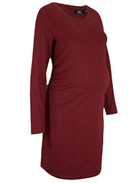 MATERNITY BURGUNDY Long Sleeve Dress - Size 6/8 to 26/28 (XS to 2XL)