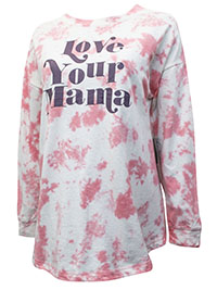 MATERNITY PINK Tie Dye 'Love Your Mama' Slogan Top - Size 8/10 to 20/22 (S to XL)