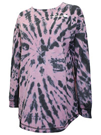MATERNITY PURPLE Tie Dye 'Love' Slogan Long Sleeve Top - Size 8/10 to 20/22 (S to XL)