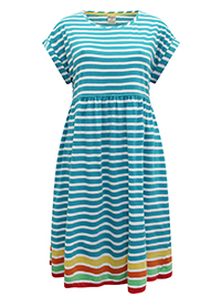 TURQUOISE Organic Cotton Striped Maternity Dress - Size 12 to 14