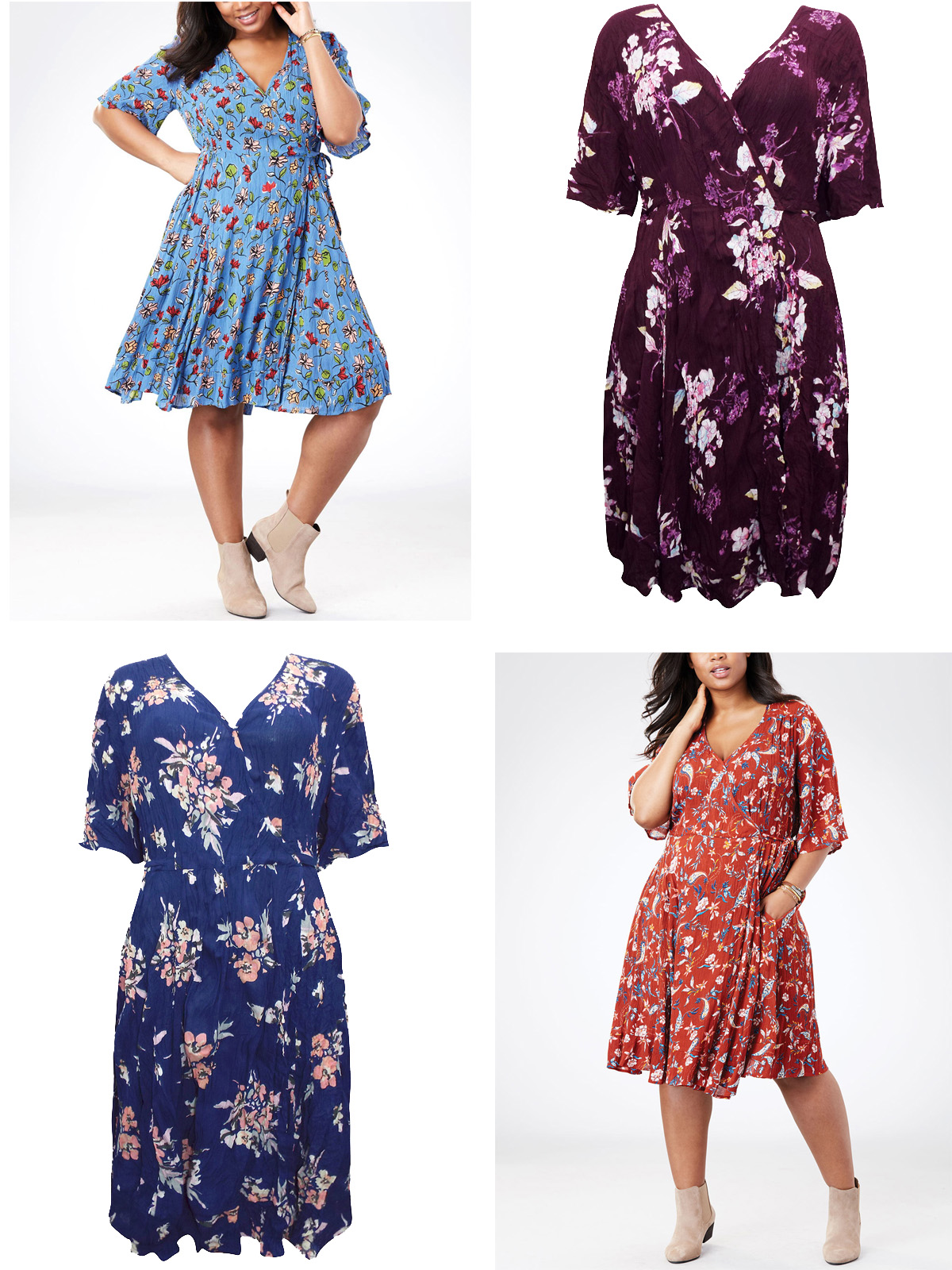 Woman Within Woman Within ASSORTED Floral Print Crinkle Wrap Dress