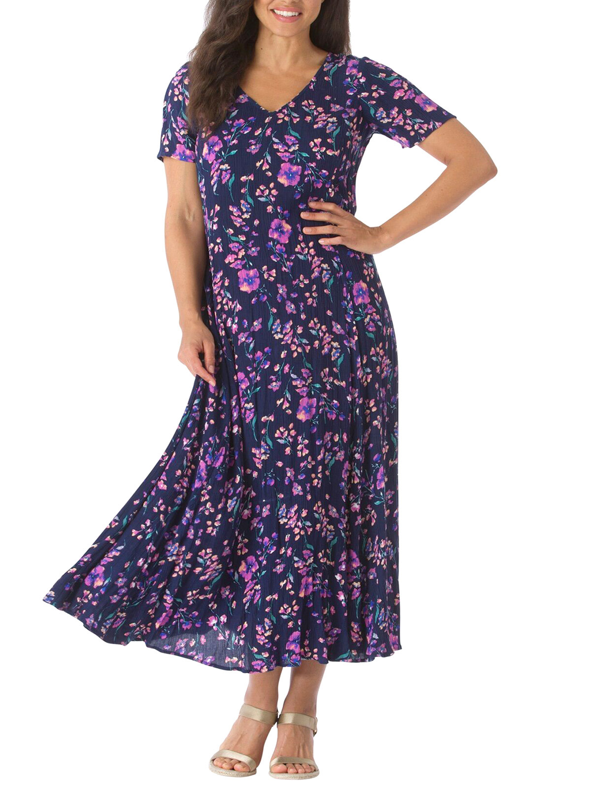 Woman Within - - Woman Within ASSORTED Printed Crinkle Maxi Dress