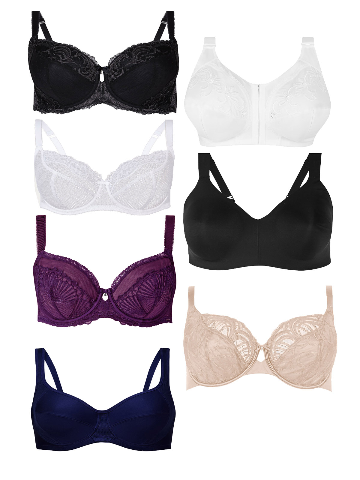 Marks And Spencer Mand5 Assorted Plain And Lace Non Padded Bras Size