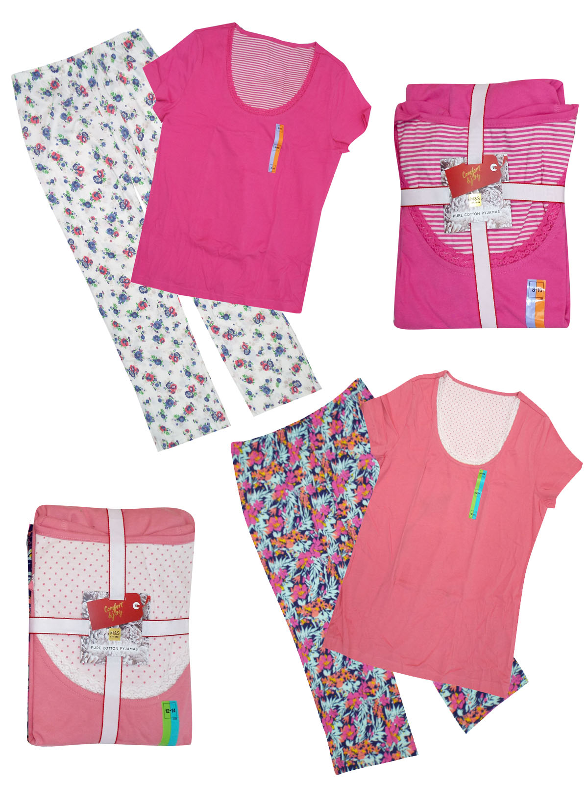 Marks and Spencer M&5 ASSORTED Ladies Printed Pyjama Sets Size 8/