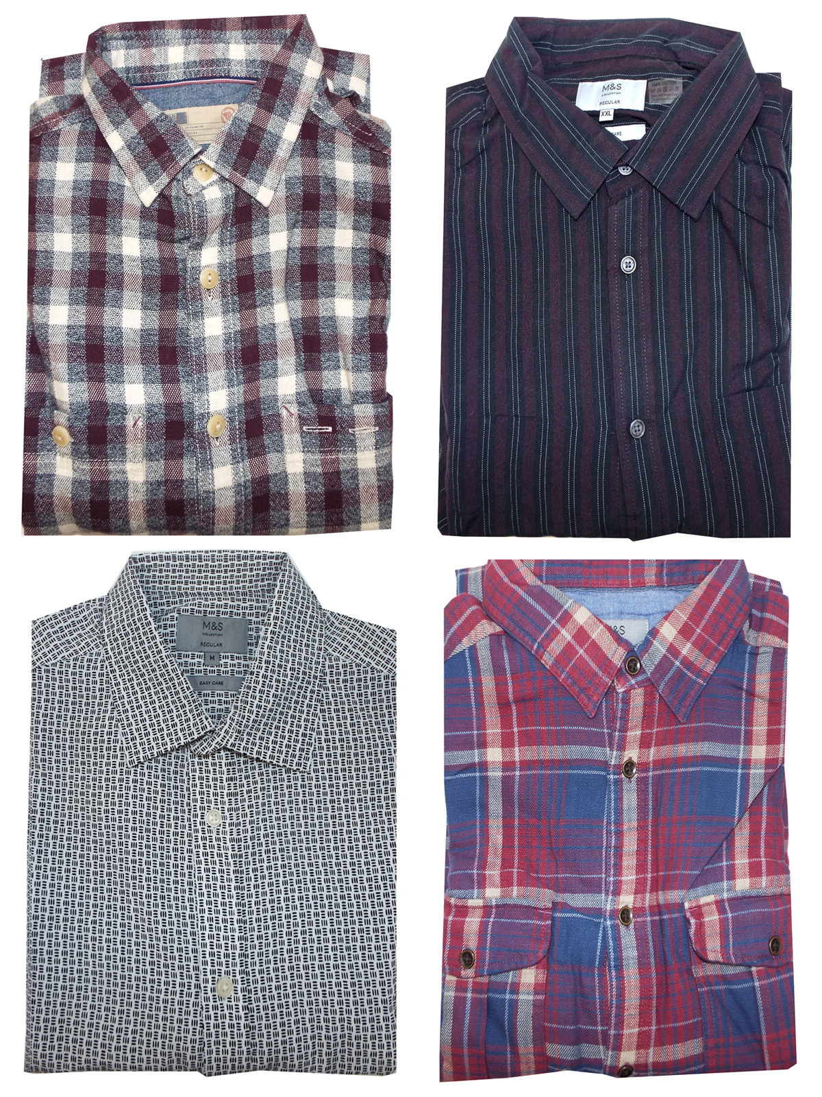 Marks and Spencer M&5 ASSORTED Mens Pure Cotton Long Sleeve Shirts
