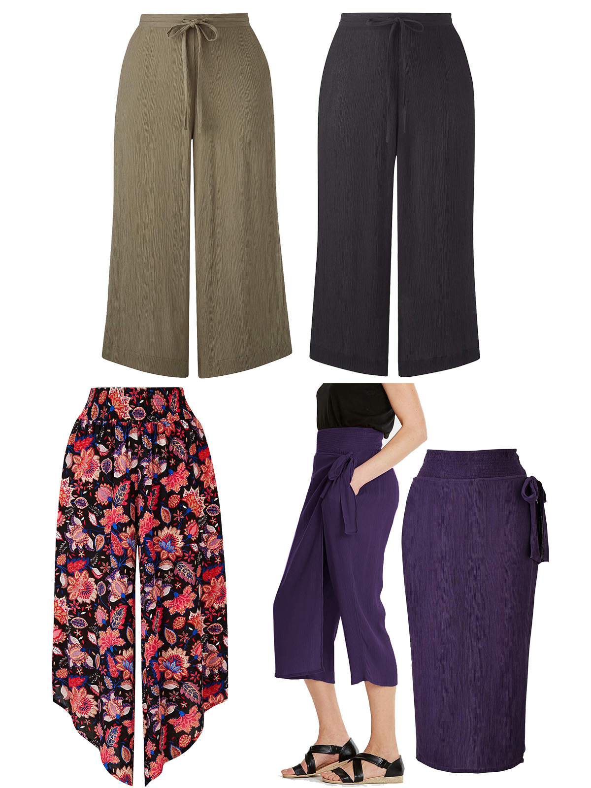 Julipa - - Julipa MIXED PACK Wrap Cullotes and Cropped Trousers - Plus ...