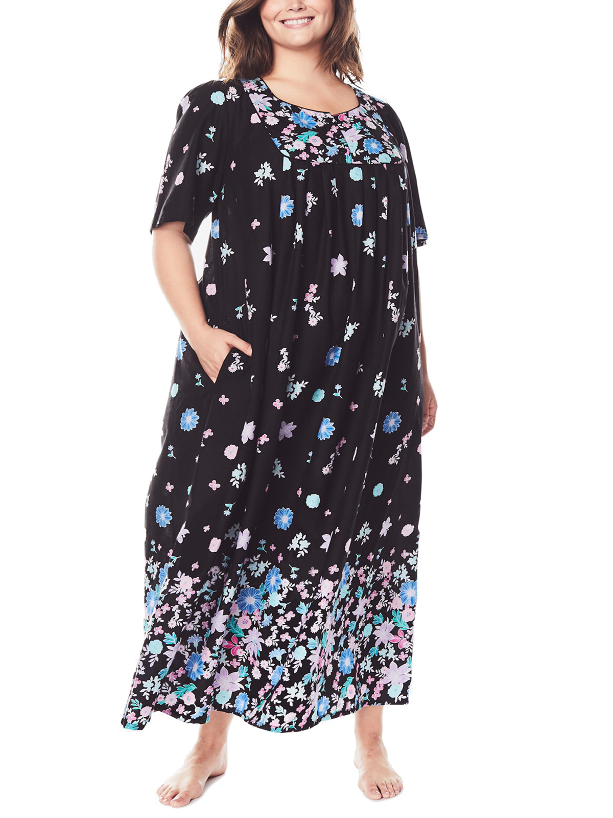 Only Necessities - - Only Necessities ASSORTED Long Lounge Dress - Plus ...