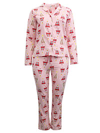 PINK Pure Cotton Santa Gingerbread Flannel Pyjama Set - Size 6 to 22/24 (XS to 2XL)