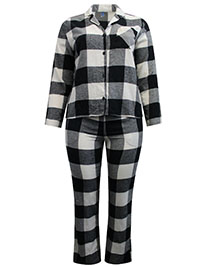 BLACK Pure Cotton Buffalo Plaid Flannel Pyjama Set - Size 6 to 30/32 (XS to 4X)