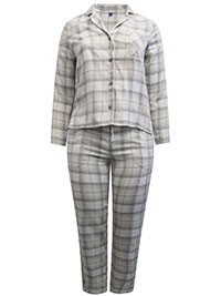 IVORY Pure Cotton Check Print Flannel Pyjama Set - Size 6 to 30/32 (XS to 4X)