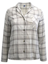 IVORY Pure Cotton Check Print Flannel Pyjama Top - Size 6 to 22/24 (XS to 2X)