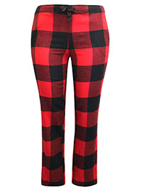 RED Pure Cotton Buffalo Plaid Flannel Pyjama Bottoms - Size 6 to 22/24 (XS to 2X)