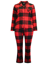 RED Pure Cotton Buffalo Plaid Flannel Pyjama Set - Size 6 to 30/32 (XS to 4X)