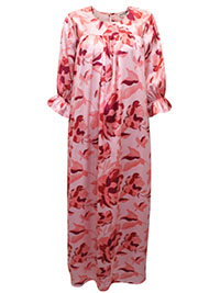 PINK Floral Print Satin Smock Nightie - Size 10 to 18