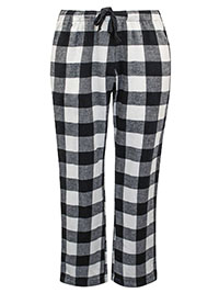 BLACK Pure Cotton Buffalo Plaid Flannel Pyjama Bottoms - Size 6 to 22 (XS to XXL)