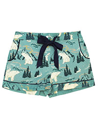 FF SEA-GREEN Polar Bear Print Pyjama Shorts - Size 10 to 14