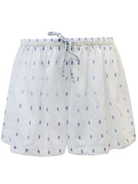 TWC WHITE Pure Cotton Jacquard Pyjama Shorts - Size 4/6 to 18 (XS to XL)