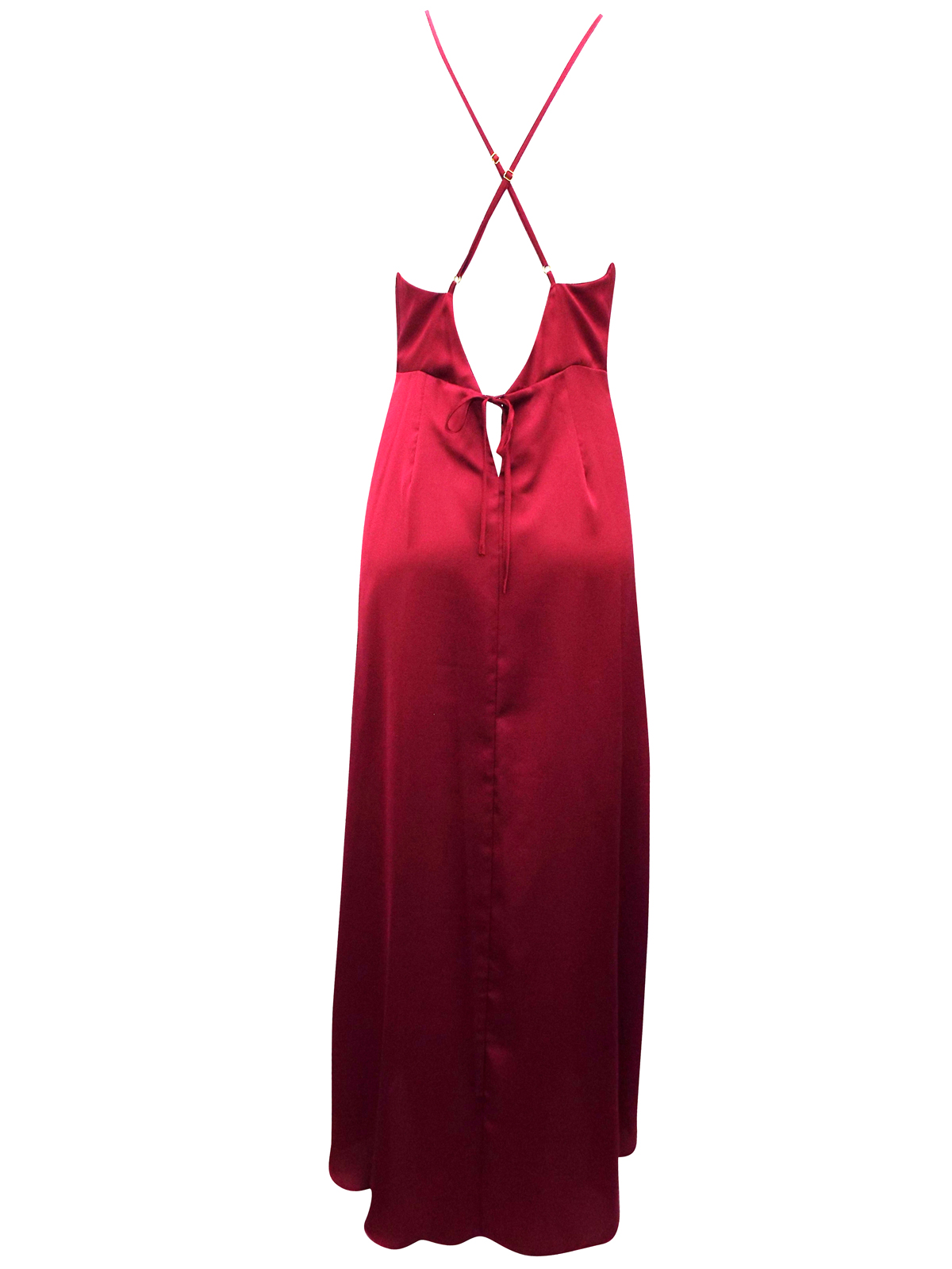 IRREGULAR - ASOS WINE Strappy Dipped Hem Satin Dress - Size 6 to 14