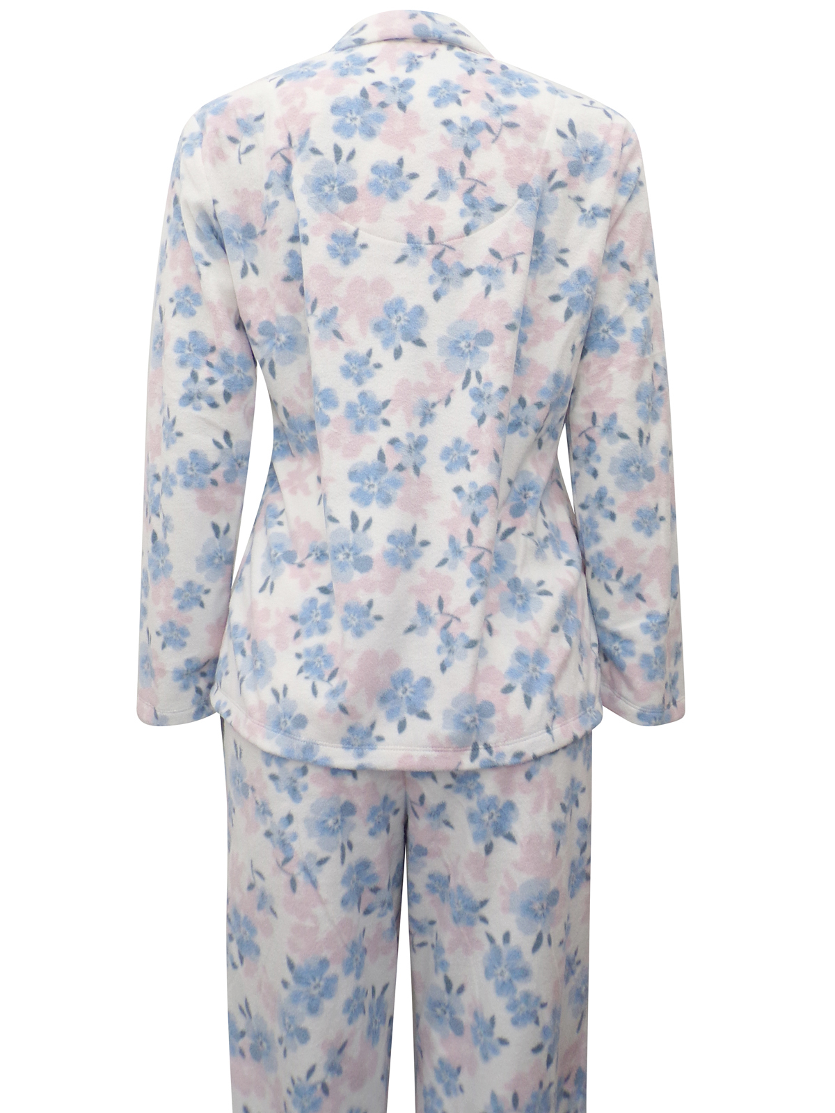 Marks and Spencer M&5 BLUE Floral Print Fleece Pyjamas Size 8/10
