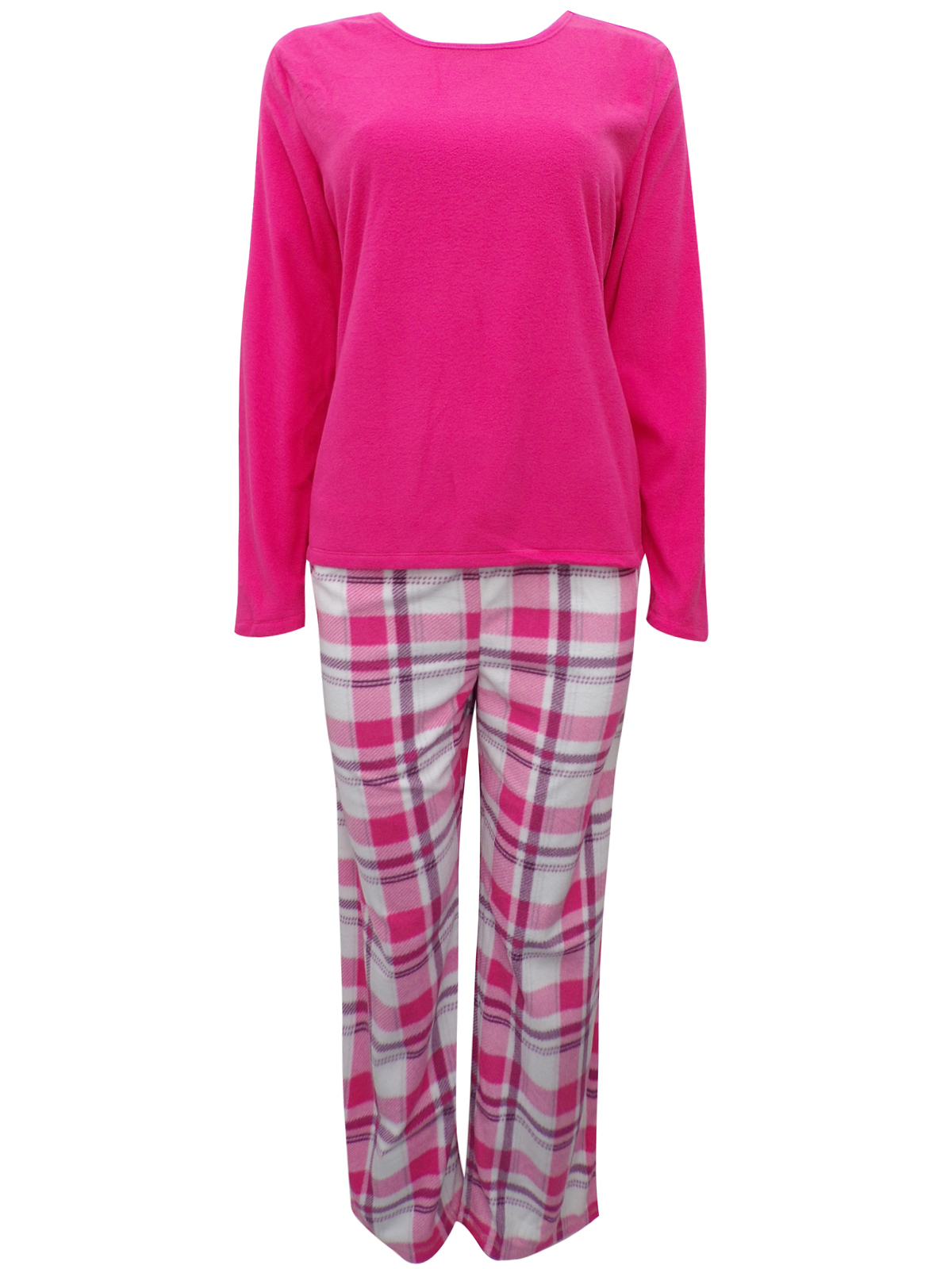 Marks and Spencer - - M&5 PINK Checked Print Fleece Pyjamas - Size 10 to 22