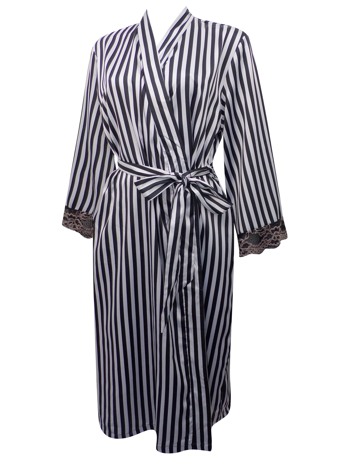 Peter New York - - Peter New York BLACK Striped Contrast Lace Trim ...