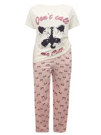 LEMON-PEACH Pure Cotton Don't-Call-me-Cute Print Pyjamas - Plus Size 18 to 30 LEMON-PEACH Pure Cotton Don't-Call-me-Cute Print Pyjamas - Plus Size 18 to 30