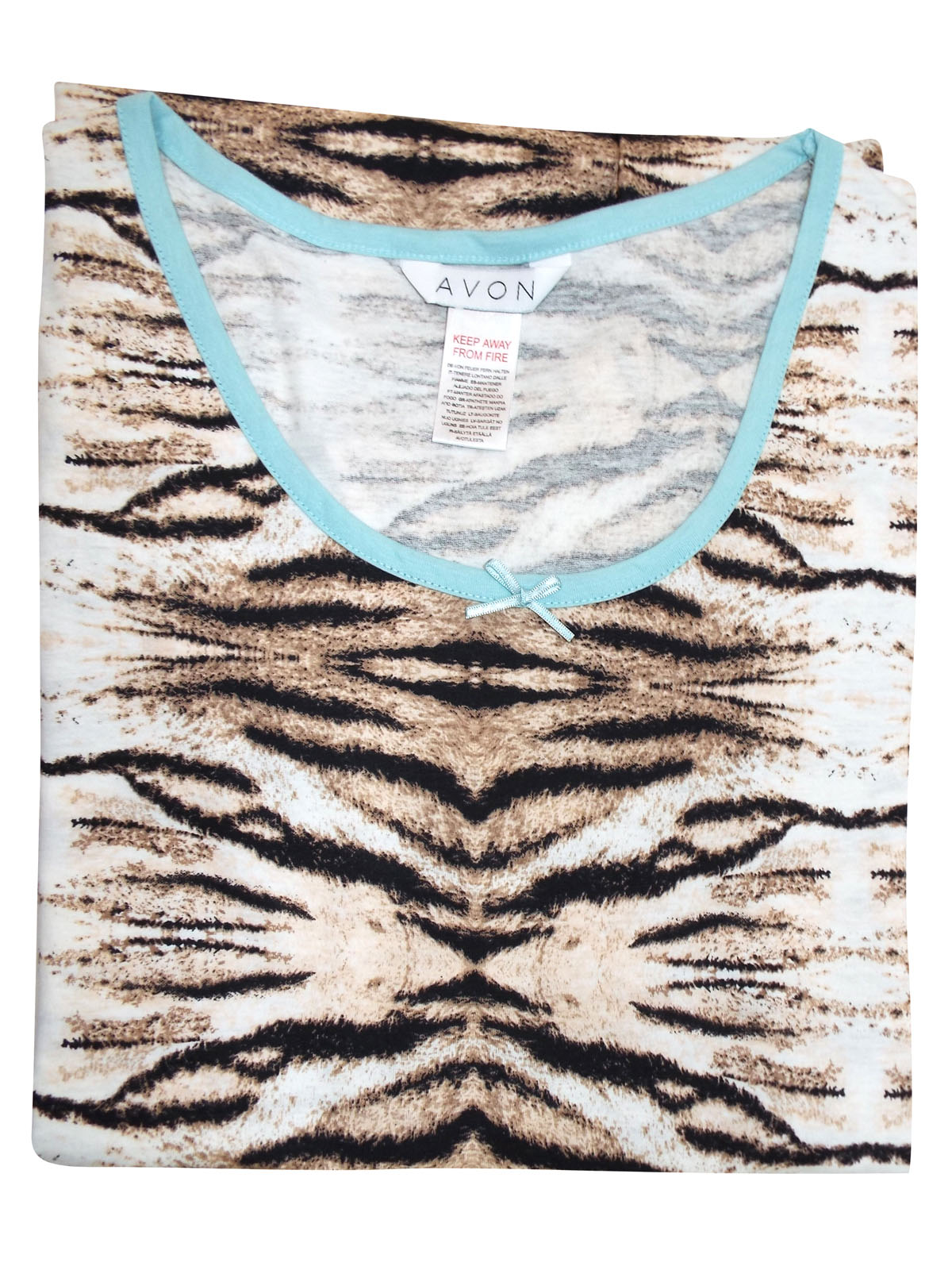 AV0N - - AV0N BROWN Pure Cotton Tiger Print Nightdress - Size 6/8 to 22/24