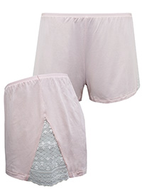 BLUSH-PINK Modal Blend Lace Panel Pyjama Shorts - 8/10 to 12/14 (Small to Large)