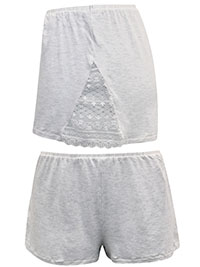 GREY-MARL Modal Blend Lace Panel Lounge Shorts - 8/10 to 12/14 (Small to Large)
