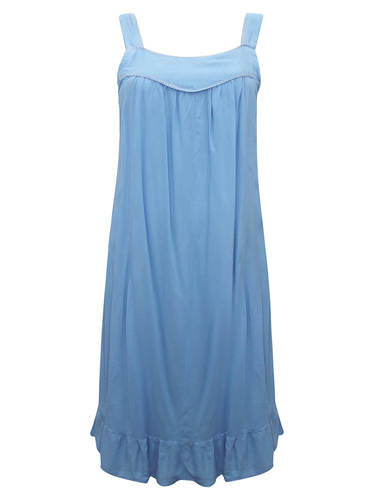 Red Tag - - Red Tag SKY-BLUE Frill Hem Cotton Chemise - Size 10 to 16