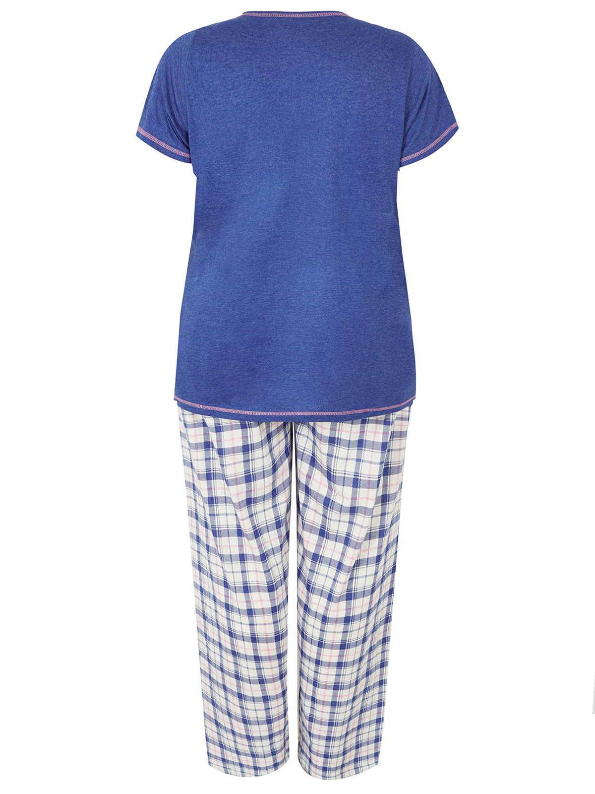 CURVE BLUE Checked 'Dream Queen' Pyjama Set Plus Size 18/20 to 26/28