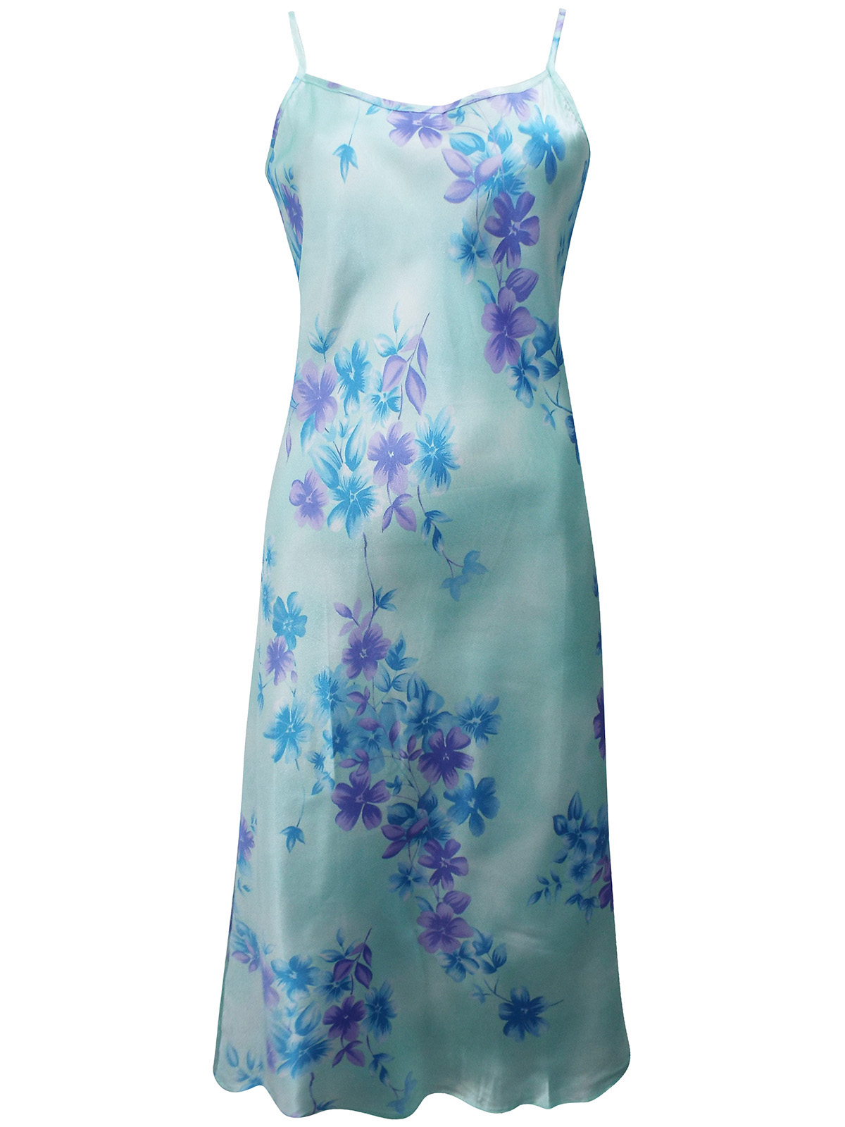 Victoria's Secret AQUA FLORAL Barely There Strap Satin Slip - Size Small to Large