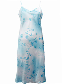 Victoria's Secret BLUE Floral Print Washable Silk Blend Slip Dress - Size Small to Large