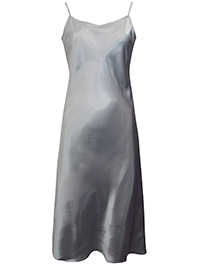 Victoria's Secret SILVER Satin Charmeuse Thin Strap Slip Nightdress - Size Small to Large