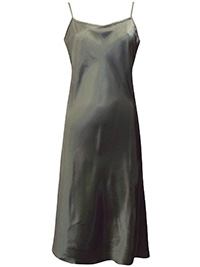 Victoria's Secret KHAKI Satin Charmeuse Thin Strap Slip Nightdress - Size Medium to Large