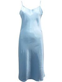 Victoria's Secret PALE BLUE Satin Charmeuse Thin Strap Slip Nightdress - Size Medium to Large