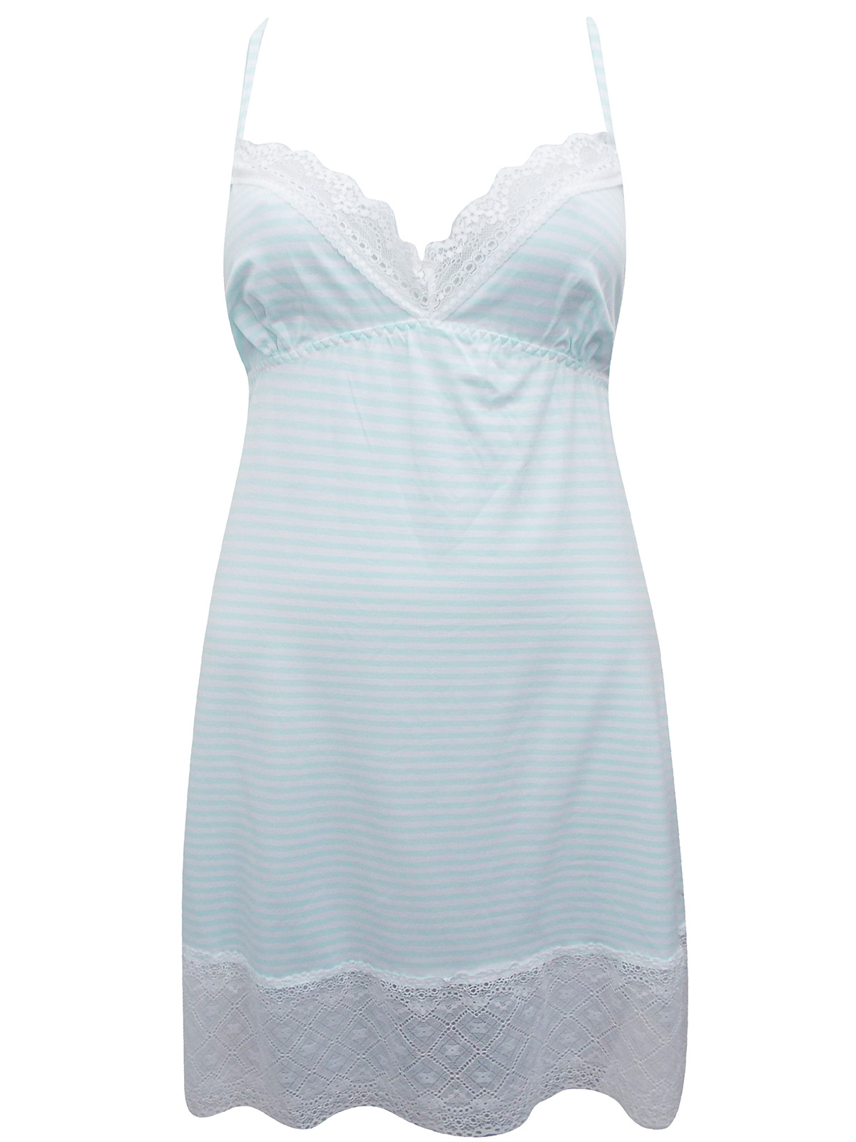 MINT Striped Lace Trim Short Chemise - Size 10 to 22