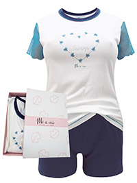 Italian Mi-a-mi WHITE Pure Cotton Mesh Sleeve Shortie Pyjama Set - Size 10 to 18 (EU 42 to 50)