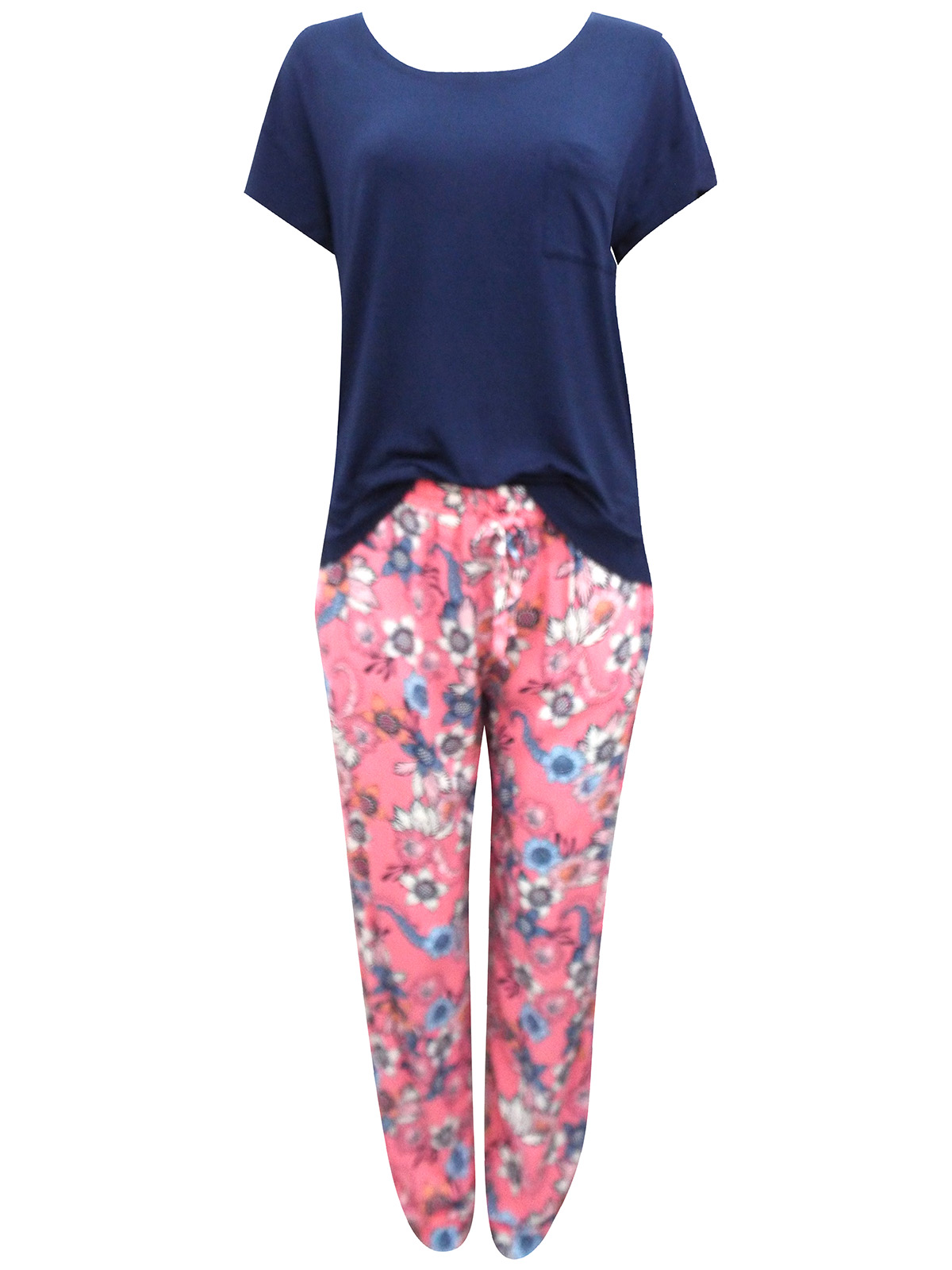 Boux Avenue - - Boux Avenue NAVY Zany Floral Boxy Tee & Harem Trousers ...