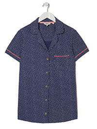 Fat Face NAVY Modal Blend Spot Print Night Shirt - Size 10 to 16
