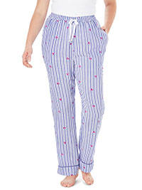 Dreams & Co LILAC Heart & Stripe Print Pyjama Bottoms - Plus Size 20/22 to 40/42 (US L to 5X)