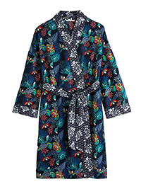 Monoprix MARINE Tropical Print Kimono Gown - Size 8 to 18/20 (EU 36 to 46/48)