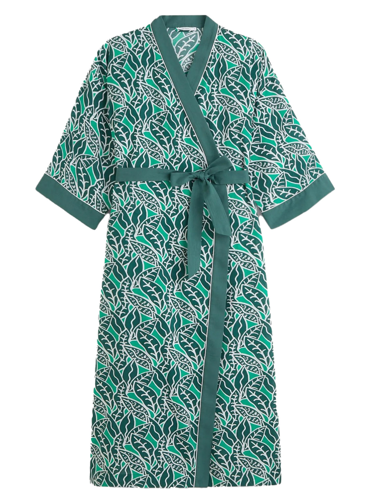 Monoprix Femme Monoprix GREEN Long Organic Cotton Kimono Size 10/