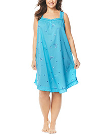 Dreams & Co AQUA Short Frill Hem Embroidered Gown - Plus Size 24/26 to 36/38 (US 1X to 4X)