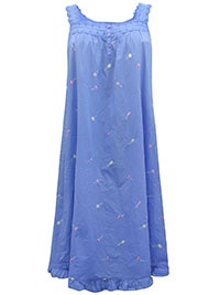 BLUE Long Frill Hem Embroidered Gown - Plus Size 16/18 to 44/46 (M to 6X)