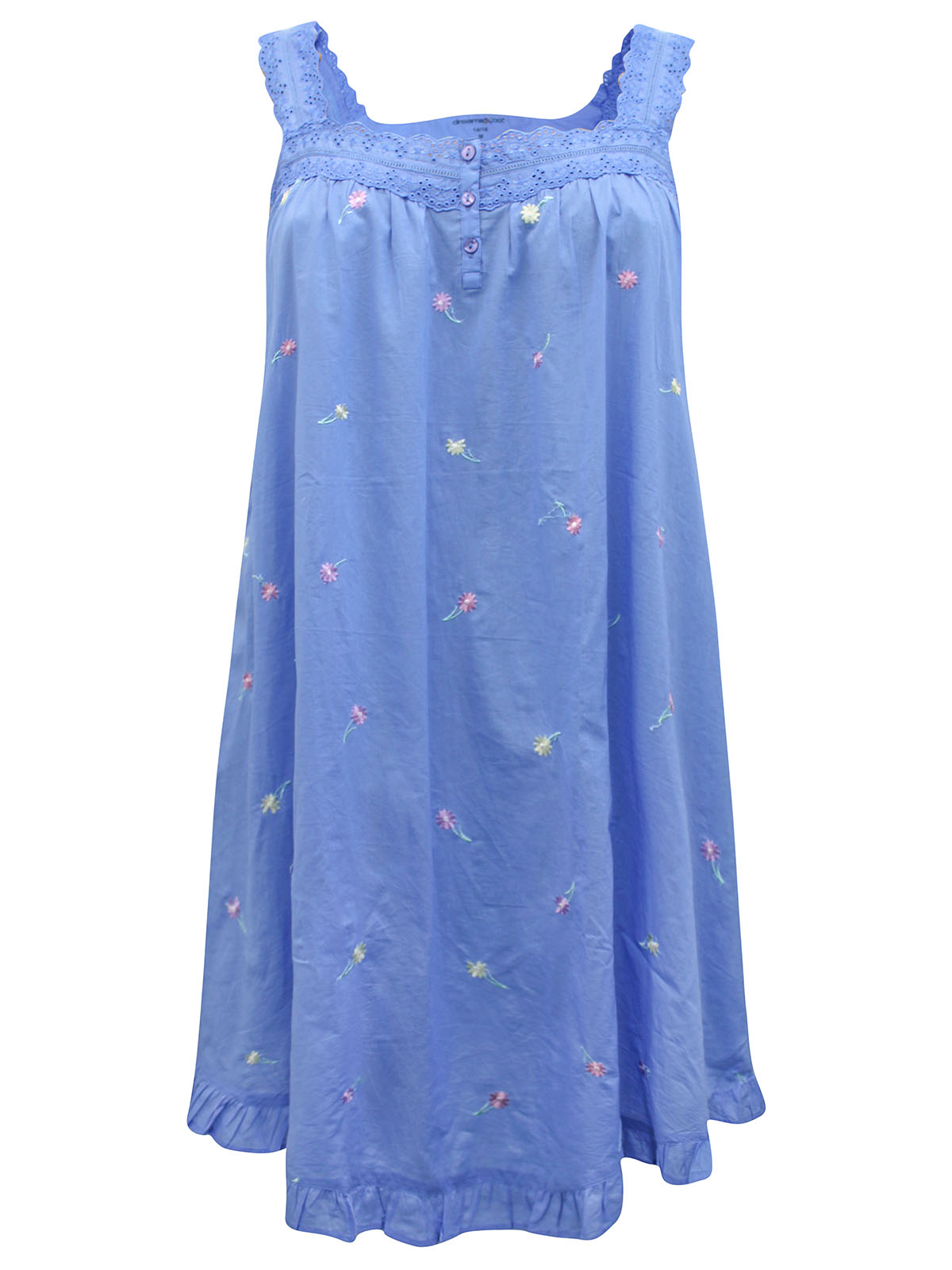 Dreams & Co - - Dreams & Co BLUE Short Frill Hem Embroidered Gown ...