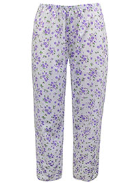 LILAC Cotton Blend Floral Print Pyjama Bottoms - Size 10/12 to 28/30
