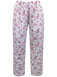 PINK Cotton Blend Floral Print Pyjama Bottoms - Size 10/12 to 28/30